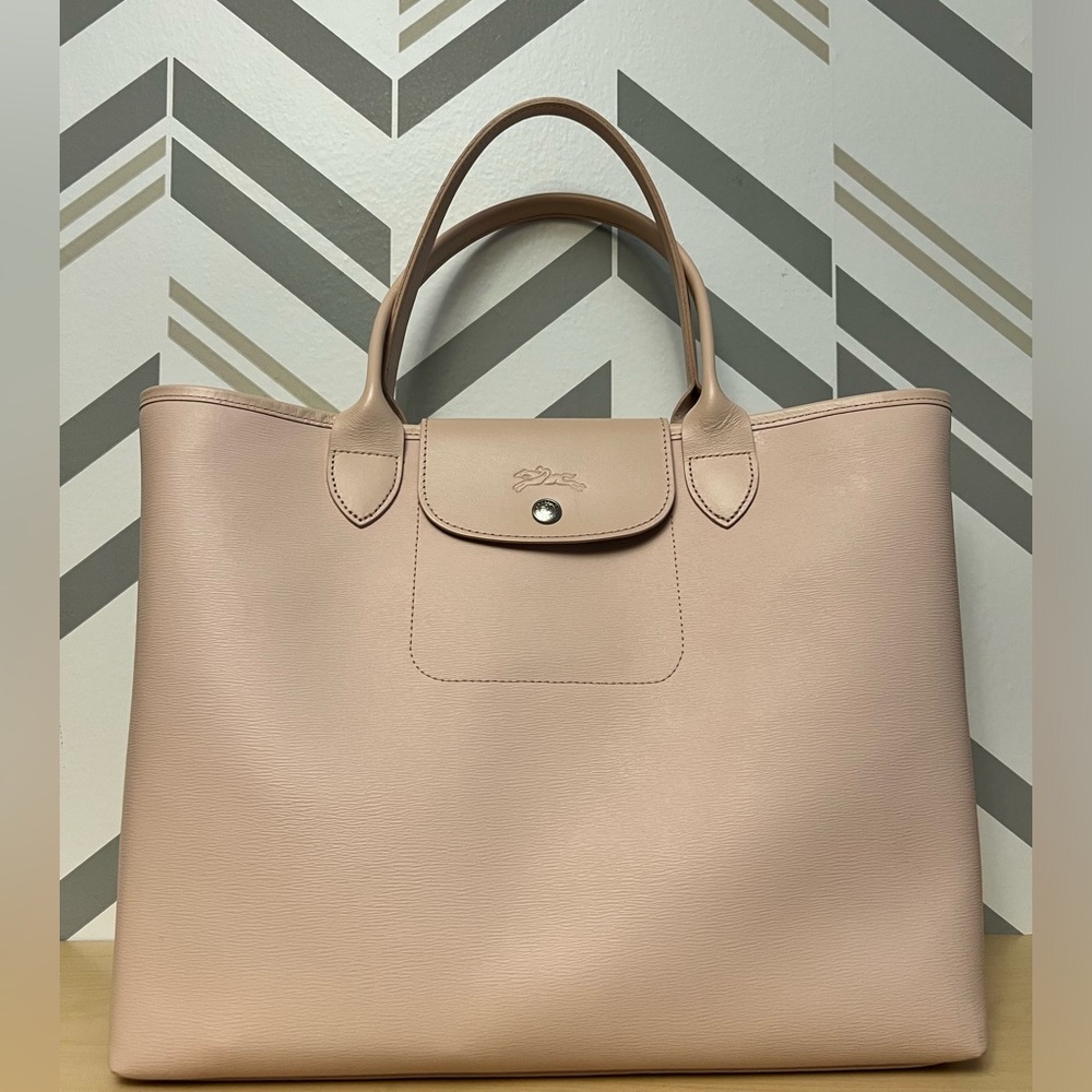 LONGCHAMP Large Le Pliage City Top Handle Bag, Pink, with Insert